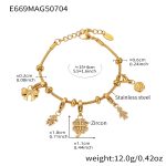 color: E669-Gold DIY Flower Bear Bracelet 15+4cm