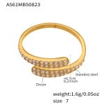 color: A561-Gold Geometric Zircon Ring / size: US 7