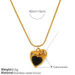 color: XL197BKG Black Zircon Gold Necklace
