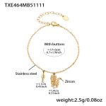 color: TXE464-Gold Oval End Tag Bracelet 17+5cm