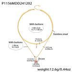 color: P1156-Gold Pink Zircon Double Layer Necklace