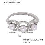 color: A014-Steel Color Shell Pearl Ring