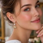 Cold Light Luxury Ocean Series Stainless Steel 18K Gold Plating Plastic Beads Zircon Pendant Earrings Female Accessories