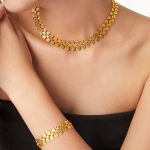 British Retro Personalized round Card Stitching Design Ornament Elegant Stainless Steel Gold-Plated Jewelry Suit