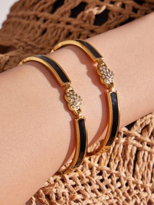 Light Luxury Inlaid Zircon Stainless Steel Oil Dripping Bracelet High-Grade Jewelry Ornament Women