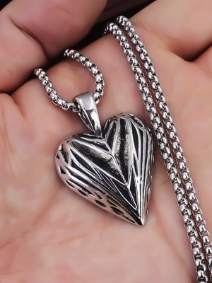 men's necklace personalized punk-style stainless steel peach-heart cast love pendant jewelry