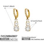 color: F452-Three Layer Zircon Gold Earrings