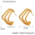 color: F247-Gold Three-wire Square Geometric Earrings