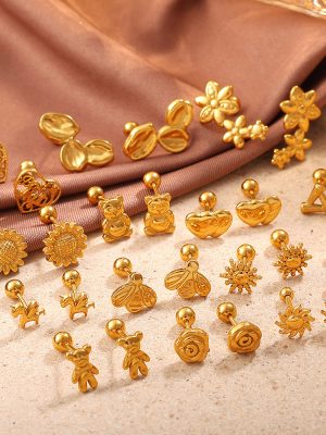 Cute Exquisite Irregular Shape Stud Earrings Stainless Steel 18K Gold Plating Variety Earrings for Women