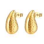 color: Stamped Hammered Drop Earrings Gold