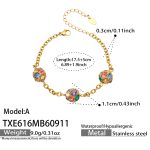 color: TXE616-A Style Multicolor Zircon Ball Gold Bracelet -17.5+5cm