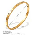 color: SZ199WEG White Rhinestone Gold Bangle