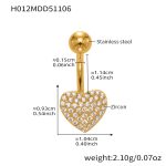 color: H012-Gold Post Length 11.4mm Post Thickness 1.55mm