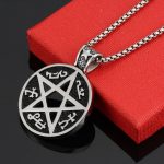 Ornament Stainless Steel Five-Pointed Star Pendant Necklace Men's Hollow Mysterious Symbol Pendant New