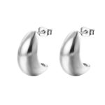 color: Bean Stud Earrings Small Steel Color MS-074