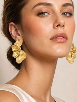 Ornament Personalized Three-Dimensional Petal Ear Accessory Stainless Steel Female Earrings