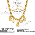 color: P351-Bear Zircon Gold Necklace -42.5+5cm