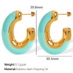 color: EH720 Light Blue Enamel Gold Earrings