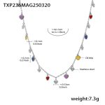 color: TXP236-Mixed Colors Heart Steel Color Necklace 40+5cm