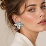 Metal Hammered Flower Pendant Earrings Stainless Steel 18K Gold Plating All-Match Ornament Female Earrings