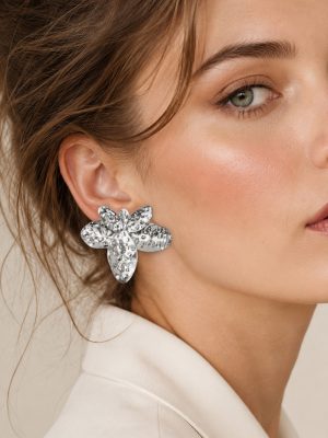 Metal Hammered Flower Pendant Earrings Stainless Steel 18K Gold Plating All-Match Ornament Female Earrings