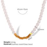 color: XL355WEG White Bead Gold Necklace