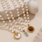 New Stainless Steel Gold Plated 18K Gold Pendant Necklace Freshwater Pearl All-Match Light Luxury Ornament