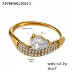 color: A978-Gold White Zircon Ring / size: US 7