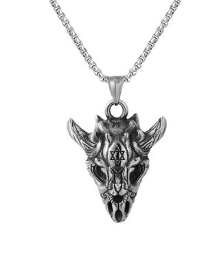 New Sanskrit Army Flower Geometric Necklace Stainless Steel Vintage Pendant Ornaments