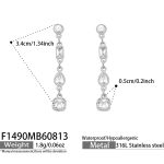 color: F1490-Zircon Steel Color Earrings