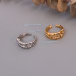 Double-Layer Bamboo Open Ring Stainless Steel Gold-Plated All Match Index Finger Ring