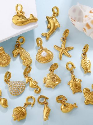 Ocean DIY Starfish Dolphin Pendant Stainless Steel Summer Necklace Earrings Accessories