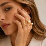 Women's High-Grade Inlaid Imitation Pearl Ring Stainless Steel Gold-Plated Light Luxury Non-Fading Ornament