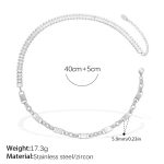 color: XL838WES White Zircon Mixed Connected Necklace