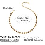 color: TXP533-Champagne Color Zircon Necklace 30+12cm-L