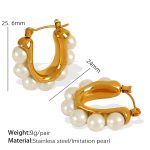 color: EH787 White Bead Gold Earrings