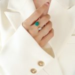 color: A418-Dark Green Square Open Ring / size: US 7