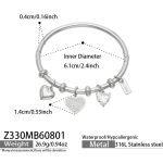 color: Z330-Heart Shape Zircon Steel Color Bangle