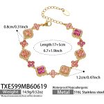 color: TXE599-Pink Zircon Gold Bracelet 17+5cm