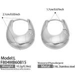 color: F804-U Shape Polished Steel Color Earrings -L