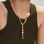 Stainless Steel Hammer Y-Shaped Necklace Chic Geometric Personalized Exquisite Vacuum Electroplating Metal All-Match Clavicle Chain
