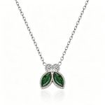 color: 1 PC Green Rhinestone Necklace Steel Color
