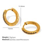 color: EH803 Black Rhinestone Gold Earrings