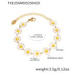 color: TXE256-Gold Small Chrysanthemum Flower Bracelet 15+5cm