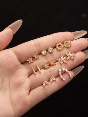 Sticky Zircon Stainless Steel Studs Women's Versatile Exquisite Light Luxury Earrings
