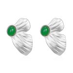 color: Butterfly Wings Stud Earrings Steel Color MS-444