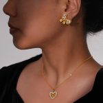 Ornament Sweet Elegance Love Surrounding Pendant Necklace Bow Earrings Stainless Steel Set