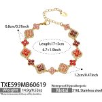 color: TXE599-Red Zircon Gold Bracelet 17+5cm