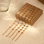 Vintage Bohemian 14K Gold Painted Dripping Oil Geometric Bracelet Necklace Ins Stainless Steel Ornament