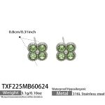 color: TXF225-Green Color Zircon Steel Color Earrings